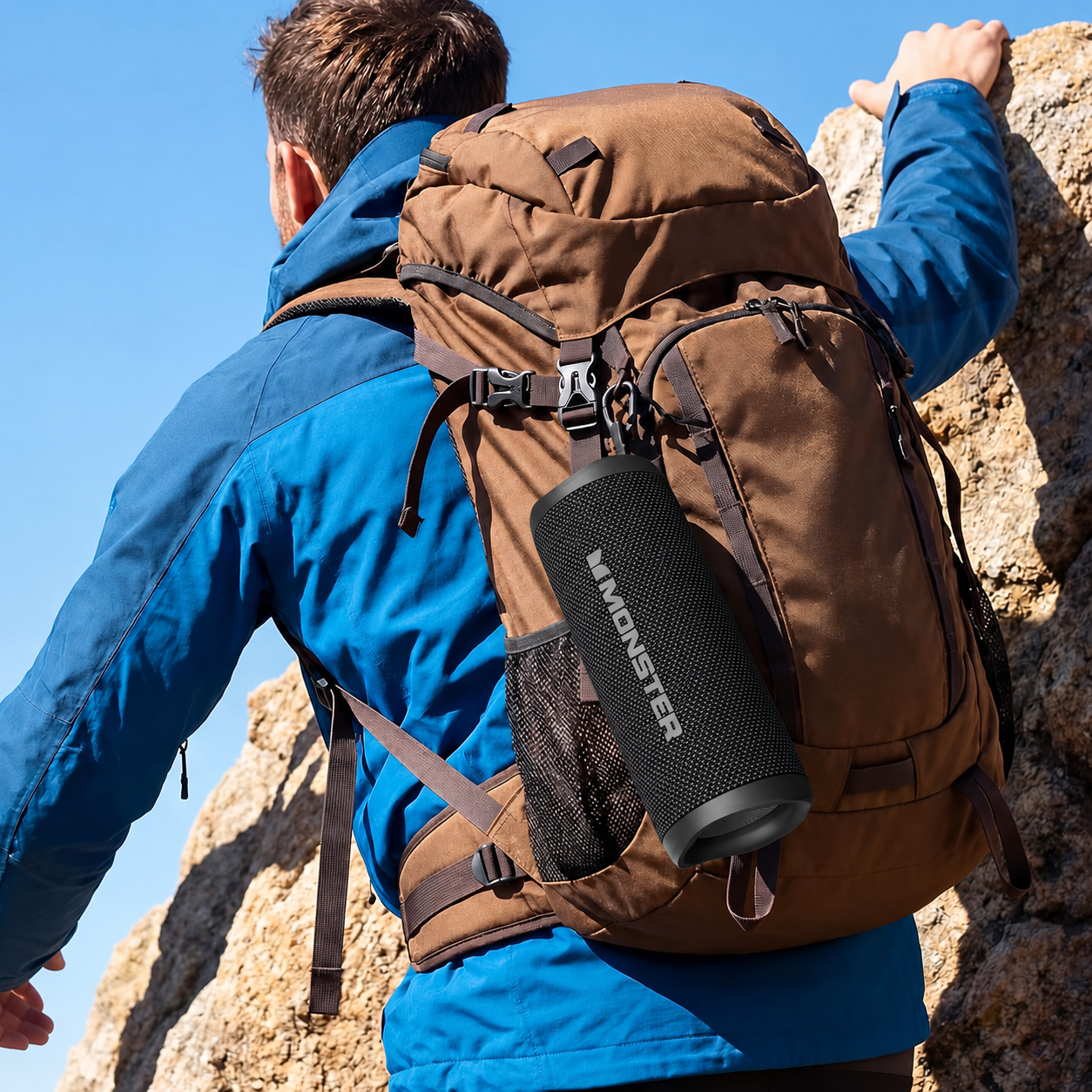 Climber carrying S620 on a backpack